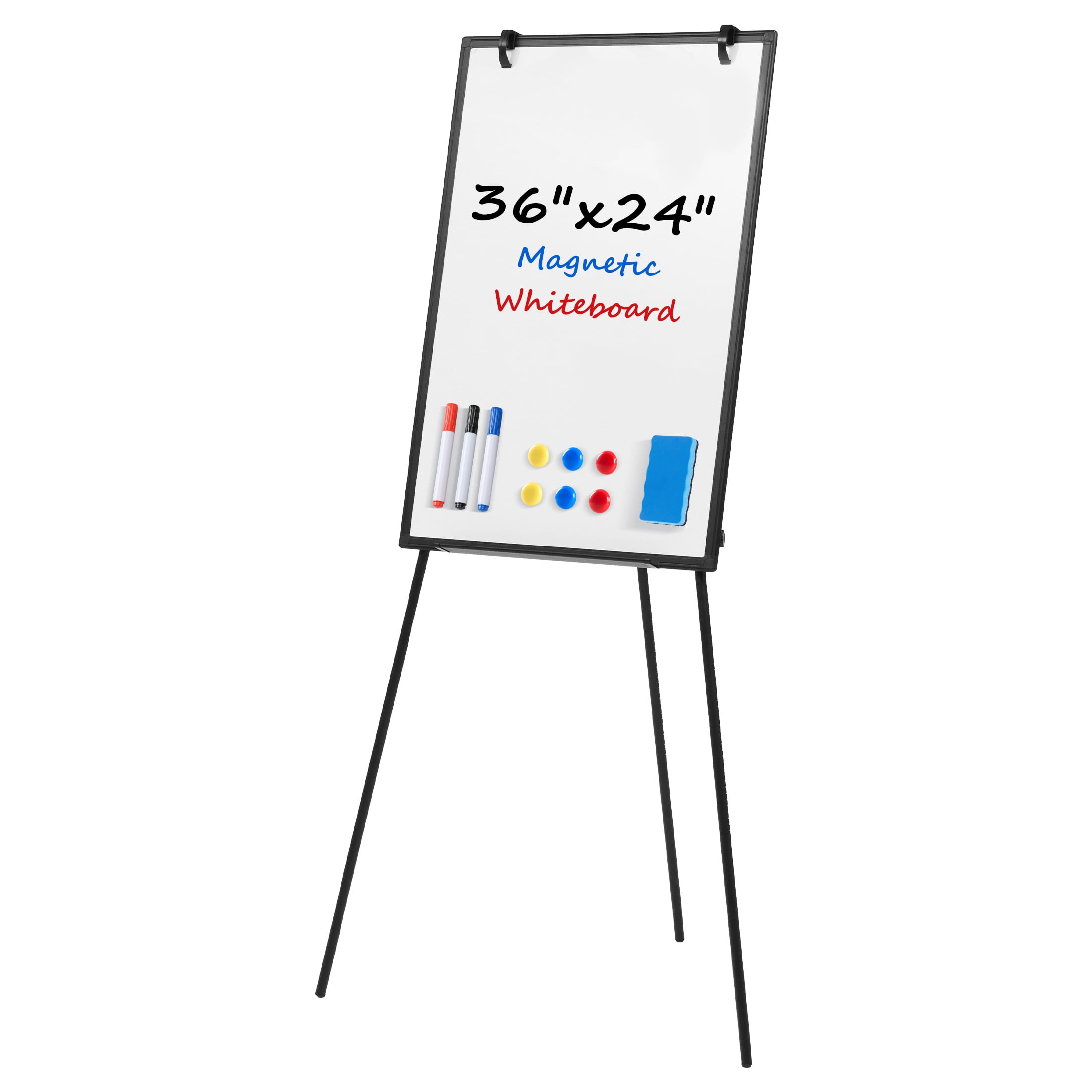 edx 36x24 Magnetic Portable Stand Whiteboard with Adjustable Tripod Easel for School, Home Office, Black