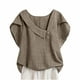 thumbnail image 2 of mfyjkho Tops Para Mujer, Camisa De Manga Corta Con Botones De Lino Y Pétalos Para Mujer, De Color Liso Y Talla Grande Tops Para Mujer M, 2 of 8