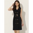 thumbnail image 2 of Vestido de oficina Allegra K sin mangas con cinturón y solapa con muescas Negro XS, 2 of 4