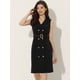 thumbnail image 2 of Vestido de oficina de trabajo con cinturón y solapa con muescas sin mangas para mujer Negro S, 2 of 4