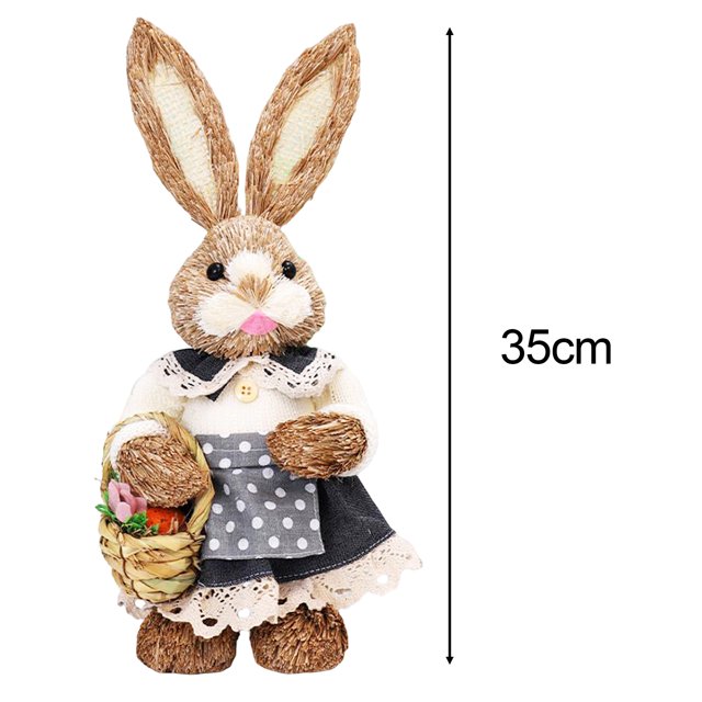 Lindos conejos de paja para decorar de pie con zanahorias, adornos para bodas, fiestas de Pascua, accesorios para fotos, manualidades