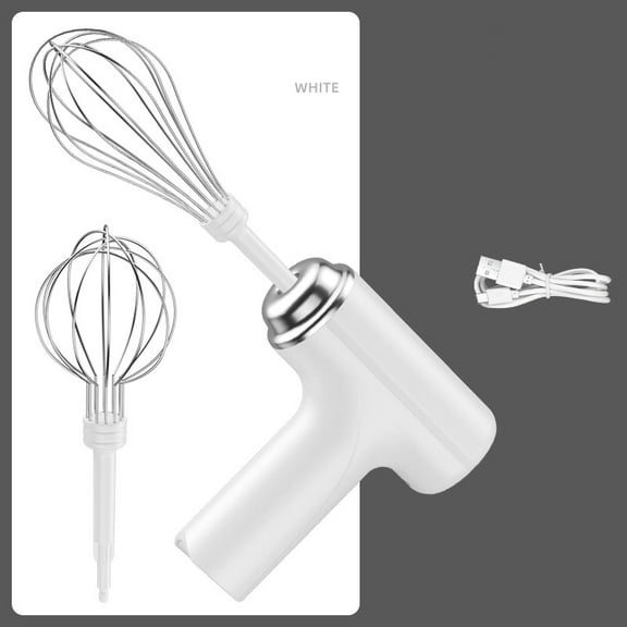 1pc Portable Handheld Mixer, Wireless Electric Blender, Electric Egg Beater, Milk Frother, Home Baking Cake Cream Mixer, Stainless Steel Mixer, Kitchen Appliances Tools-White