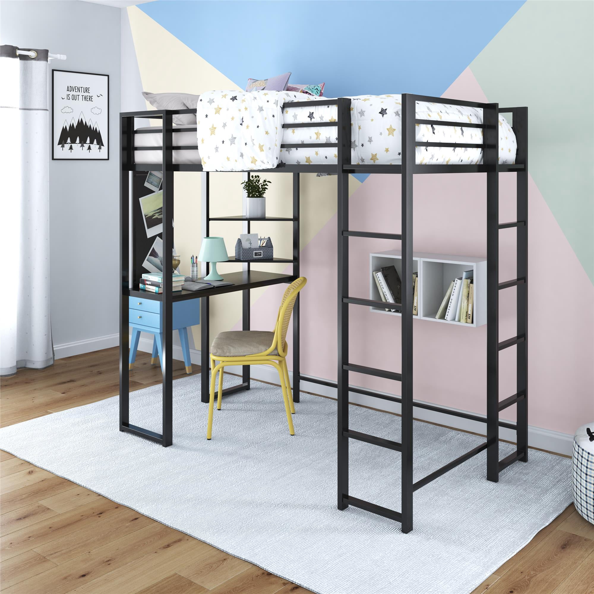 DHP Abode Twin Size Metal Loft Bed, Black - Walmart.com