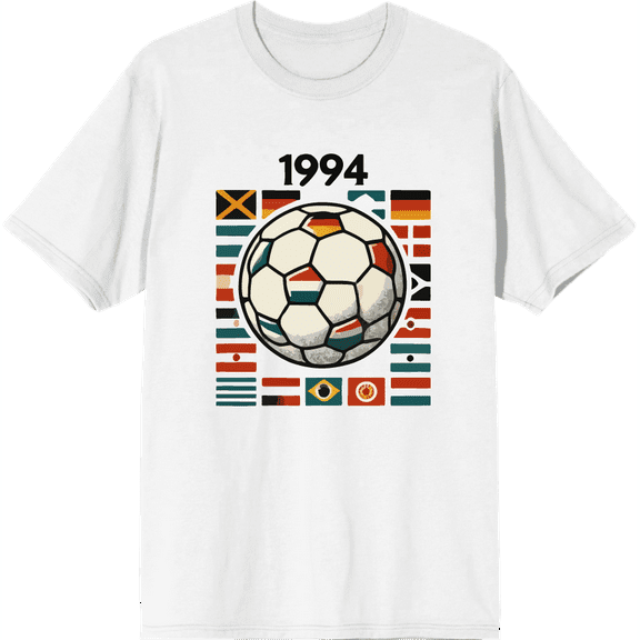 World Cup 1994 International Soccer Adult White Crew Neck Short Sleeve Tee-XXL
