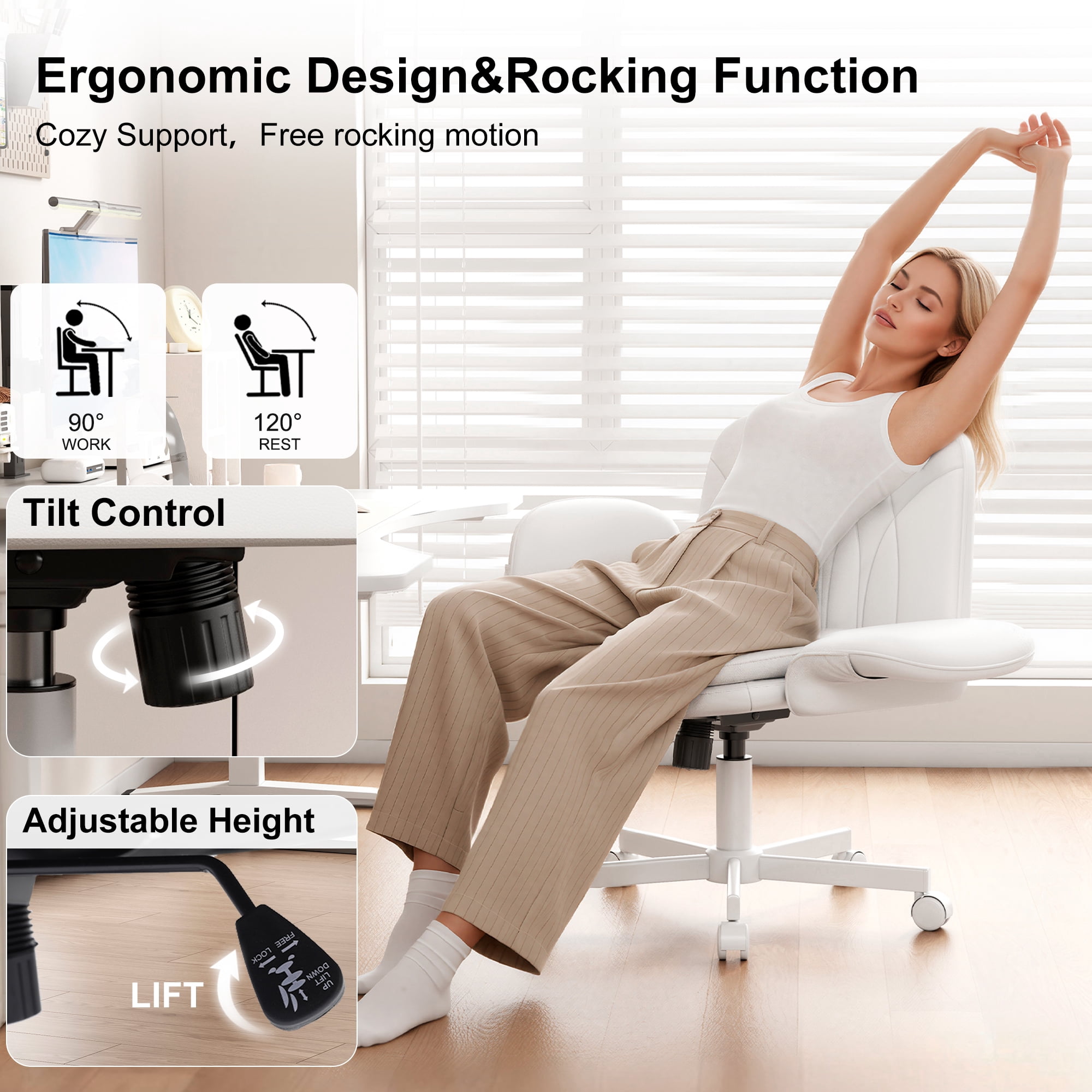 Misolant Big and Tall Office Chair, Computer Chair with Soft Adjustable Armrests, Ergonomic Gaming Chair with Breathable Linen Design, Executive Chairs with Footrest