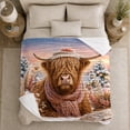 thumbnail image 5 of Whimsical Highland Cow Rustic Christmas Scene Animal Art, Festive Holiday Scene, Warm Flannel Blanket for Ranch House and Living Room, Art Lovers Christmas Gift, Festive Home Decor, 5 of 9