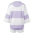 thumbnail image 4 of Women's Striped Shorts Suit V Neck Oversized Shirt and Shorts Casual Summer Activewear 2 Piece Set Purple XXL, 4 of 6