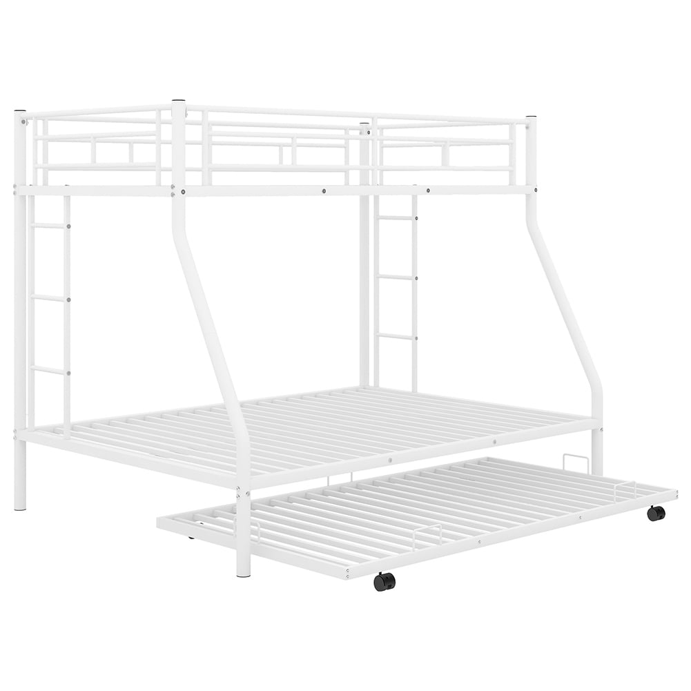 Kadyn Twin over Full Bed with Sturdy Steel Frame, Bunk Bed with Two-Side Ladders, White