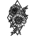 thumbnail image 1 of 1 juego de decoración de pared con diseño de girasol, arte de pared de metal negro, letrero rústico floral, escultura colgante, 1 of 7
