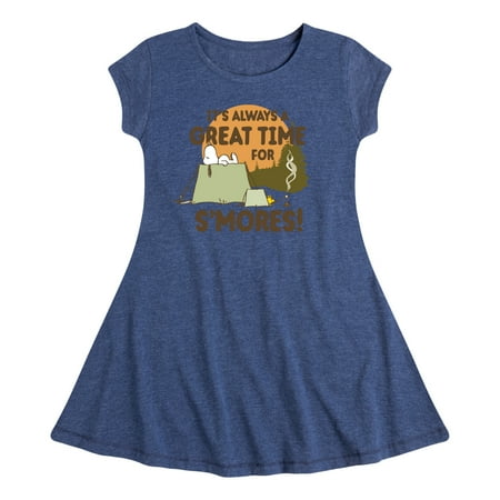 

Peanuts - It s Always A Good Time For Smores - Toddler And Youth Girls Fit And Flare Dress