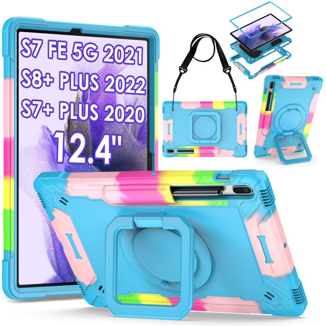 Funda híbrida giratoria 360 DETUOSI para Samsung Galaxy Tab S7 FE 5G / S8+ Plus / S7+ Plus 12.4"