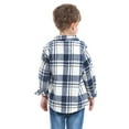 thumbnail image 6 of ZCFZJW Little Kids Toddler Baby Boy Girl Flannel Shirt Jacket Plaid Long Sleeve Lapel Button Down Shacket Fall Winter Warm Coat Outwear A#04-Blue 3-6 Months, 6 of 6
