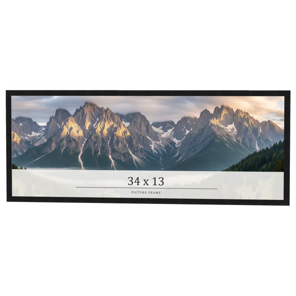 34x13 Frame Black Real Wood Picture Frame Width 0.75 inches | Interior Frame Depth 0.5 inches |