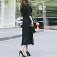 thumbnail image 4 of adviicd Fashion Womens Solid PU Leather Strap Bodycon Pleated Mini Short Dress Clubwear, 4 of 5