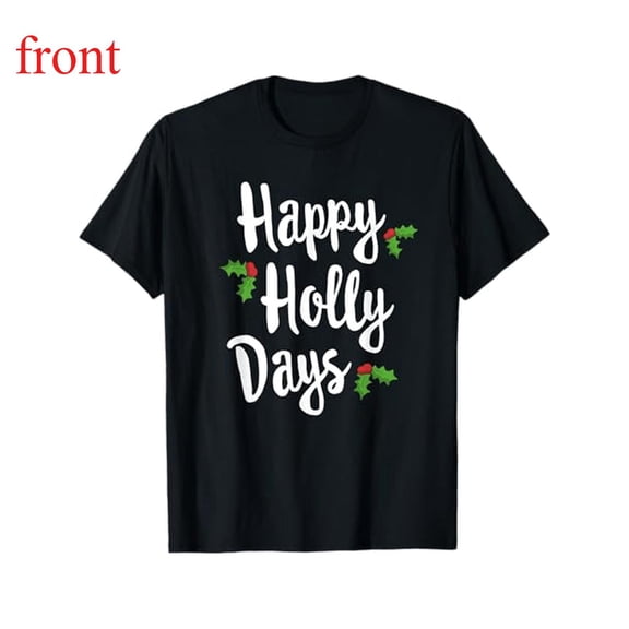 Women Christmas Family Tee Soft Trendy Breathable Matching Set Holiday Print Top Short Sleeve Round Neck Black S-5XL