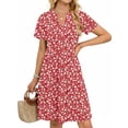 thumbnail image 3 of UVN Vestidos de Verano para Mujer Manga Corta Cuello en V Vestido Midi Damas Casual Playa Línea a Vestido Veraniego con Bolsillos, 3 of 9