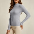 thumbnail image 6 of MYAOYINo Boundaries Womens High Neck Ribbed Long Sleeve Sweater Fitted Knit Basic Blouse, 6 of 9
