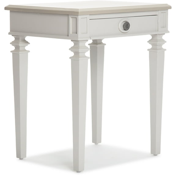 Finch Benson End Table Nightstand with Drawers Light Gray