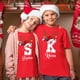 thumbnail image 1 of Camisetas navideñas personalizadas para niños con nombre e inicial, camisetas para niños, camisetas para niños y niñas, ropa de fiesta para niños y niñas, ropa de vacaciones, 1 of 5
