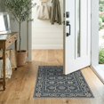 thumbnail image 2 of ODIKA 2'x3' Gray Beige Charcoal Stone Design Washable Throw Rug Intricate Geometric Motif with Floral Accents Non-Slip, Low Profile, Flatwoven, Easy Care for Hallway, Study Room, 2 of 7