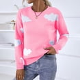 thumbnail image 1 of REDHOTYPE Femmes Col Rond Tricoté Pull à Manches Longues Décontracté Nuage Print Tops, 1 of 2