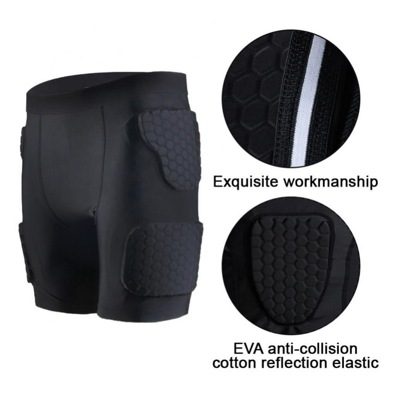 Men Padded Compression Shirt Vest Shorts Rib Quick Dry Protector Basketball  Training