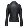 thumbnail image 4 of NARABB Women's LeatherJacket Leather Long Sleeved Short Lapel Jacket Black XL, 4 of 4