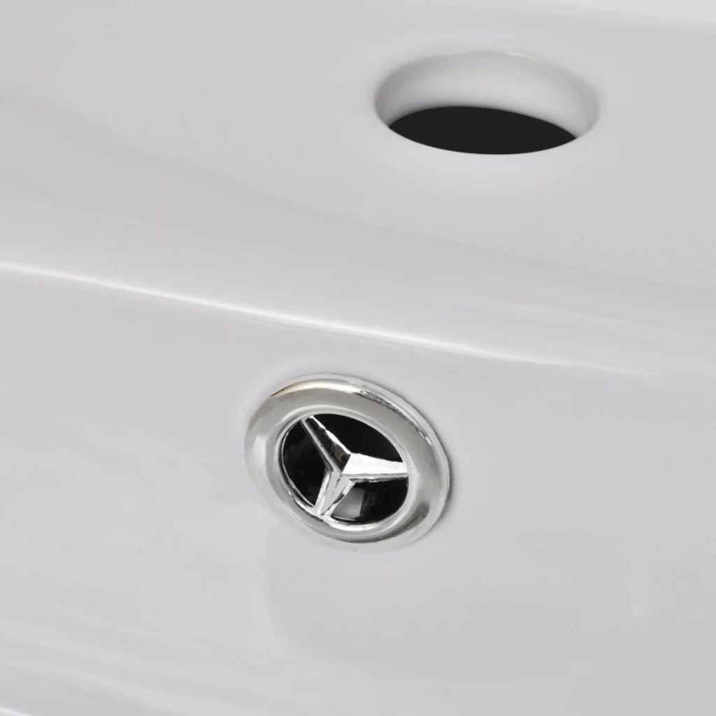 vidaXL Ceramic Basin w/ Overflow&Faucet Hole 16.1"x16.1" Bathroom Vessel Sink
