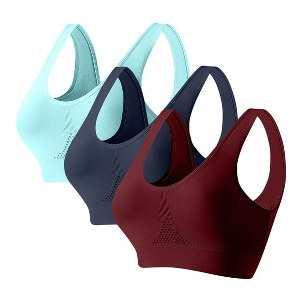 HongQid Sports Bra for Women 3pcs Seamless Straps Bralettes Everyday Basic Sleeping Bras