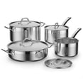 thumbnail image 1 of Cooks Standard Kitchen Juegos de utensilios de cocina de acero inoxidable, ollas y sartenes profesionales que incluyen cacerola, sartén para saltear, olla con tapas, 8 piezas, plateado, 1 of 5