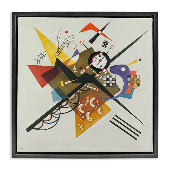 Stupell Industries Kandinsky Painting on White Abstract Painting Black Floater Framed Canvas Art Print Wall Art, 18 x 18