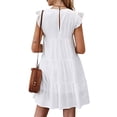 thumbnail image 4 of Franhais Women Summer Dresses Casual Loose Flounces Round Neck Solid Color Chic High Waist Elegant Knee-length Party Midi Dress, 4 of 4