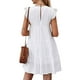 thumbnail image 4 of Lucakuins Mujeres Casual Plisado Vestido Corto, Adultos Primavera Color Sólido Cuello Redondo Manga Corta Mini Vestido Lucakuins moda, 4 of 9