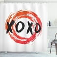 thumbnail image 1 of XOXO Shower Curtain, Grungy Brush Painting Circle Frame with Kisses Love, Fabric Bathroom Set with Hooks, 69W X 75L Inches Long, Dark Coral Burnt Orange Charcoal Grey White, by Ambesonne, 1 of 3