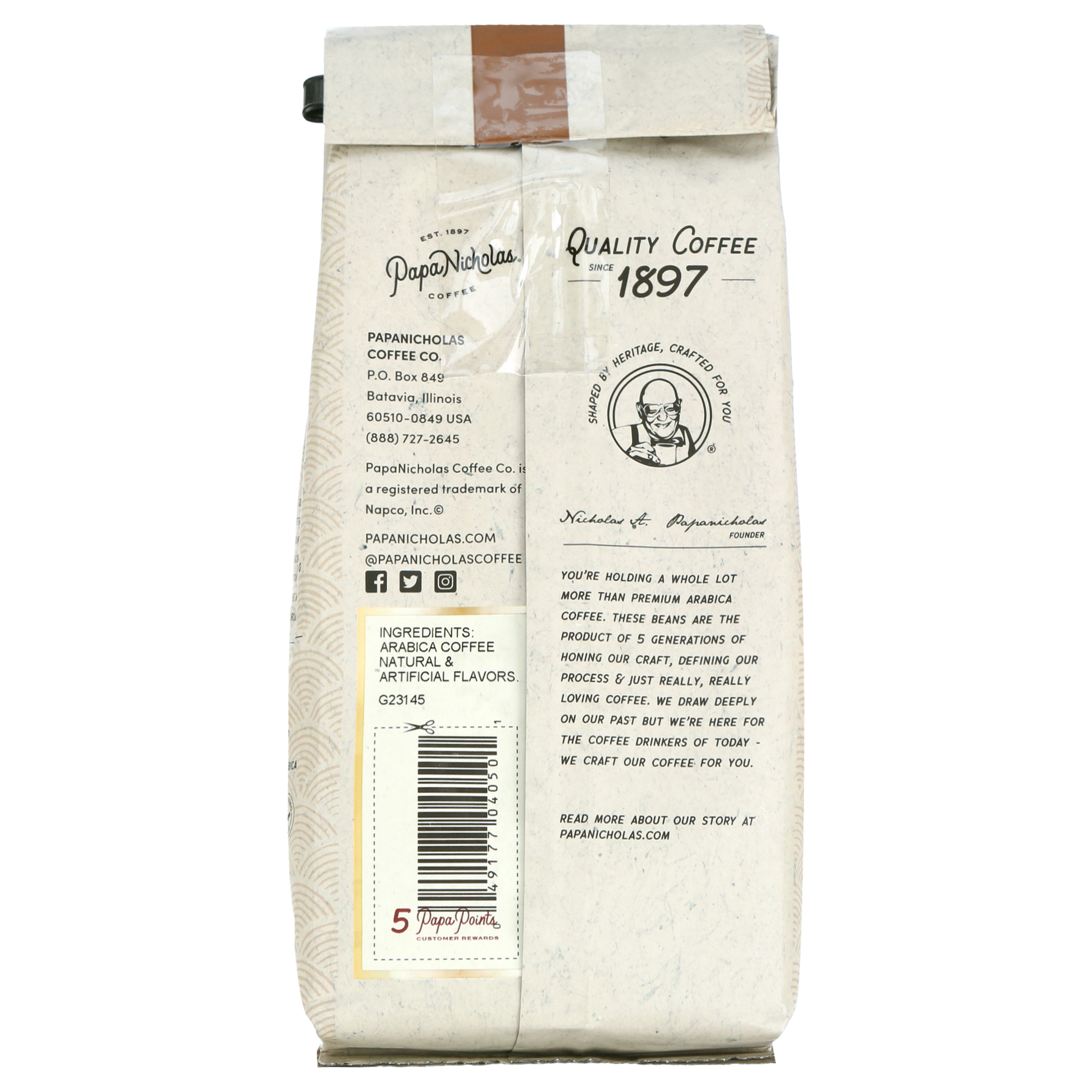 PapaNicholas Coffee Cinnamon Hazelnut Ground 12oz Bag