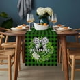 thumbnail image 2 of Botanical Flower Wreath Table Runner - 108 Inch Long, Kitchen Dining Table Runner Dresser Scarves, Rustic Bow-Knot Green Black Plaid Farmhouse Decor for Coffee Tables Wedding Party Banquet, 2 of 8