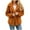 Brown, variant on Fesfesfes Plush Coat for Women Fall Winter Lapel Solid Color Long Sleeve Button Plush Jacket Tops Under $10