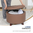 thumbnail image 5 of MoNiBloom Storage Ottoman with Padded Seat, Modern PU Leather Footrest, Round Seat Stool, Brown, 5 of 8