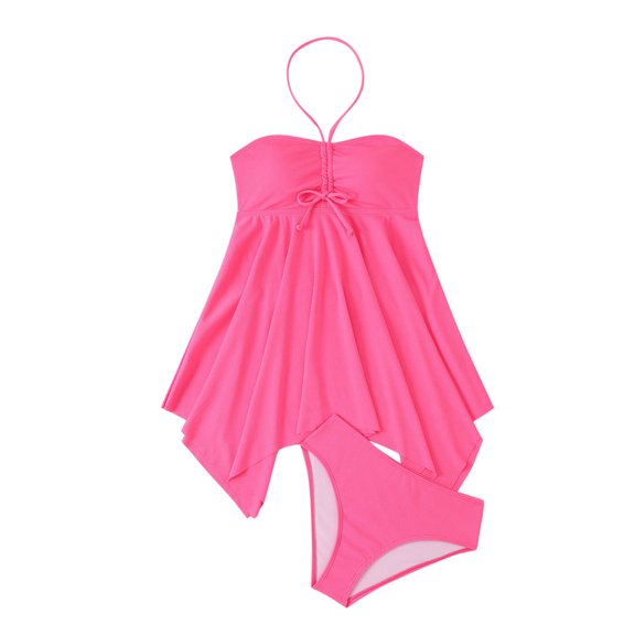 JSGEK Womens Color Block Tankini Set Cutout Design Tummy Control Fabric Relaxed Silhouette for Pool Parties Pink L