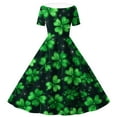 thumbnail image 4 of Xdegoge St. Patrick's Day Girls Dresses A Line Clover Print Vintage Dress with Collar and Short Sleeves Irish Holiday Gown, 4 of 6