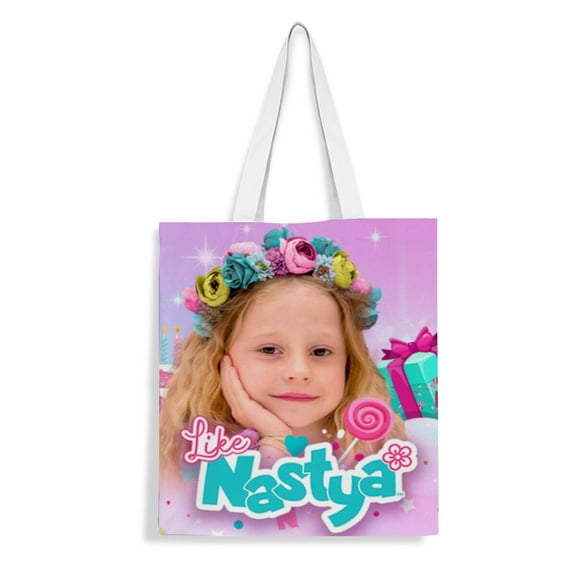 Like Nastya Gift Basket Initial Canvas Tote Bag with Pocket Embroidery Personalized Tote for Mom Teacher Friend 14"*16"