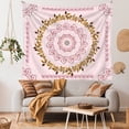 thumbnail image 2 of Tapiz para colgar en la pared, diseño bohemio y floral, con diseño de mandala rosa, 150 cm x 130 cm, 2 of 3