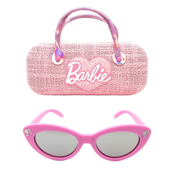 Gafas de sol Barbie con forma de ojo de gato para niña, con funda rígida, corazón rosa