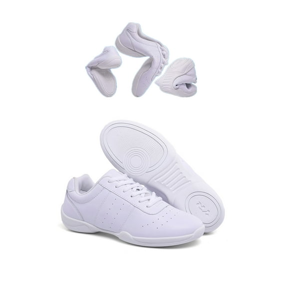 GENILU Cheer Shoes Girls Kids Breathable Lightweight Cheerleading Shoes Wide Width Dancing Sneakers for Women/Men/Big Kids/Youth White 9.5