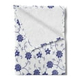 thumbnail image 2 of Blue Soft Flannel Fleece Throw Blanket, Hand Drawn Style Chinese Pattern with Flowers Nature Inspired Vintage, Cozy Plush for Indoor and Outdoor Use, 70" x 90", Violet Blue White, by Ambesonne, 2 of 5