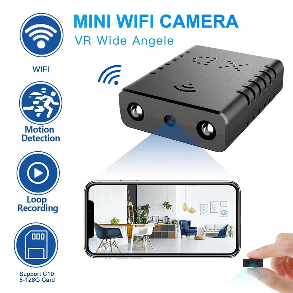 Mini WiFi Camera Wireless, HD 1080P Small Camera Live Streaming, Small Security Camera WiFi Camera with Night Vision Motion