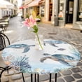 thumbnail image 6 of Sea Turtle Coastal Round Tablecloth for 45-54 Inch Tables,Fitted Table Cover with Elastic Edge,Summer Beach Coral Ocean Blue Nautical Waterproof Outdoor Table Cloth Protector for Patio Garden Dinner, 6 of 9