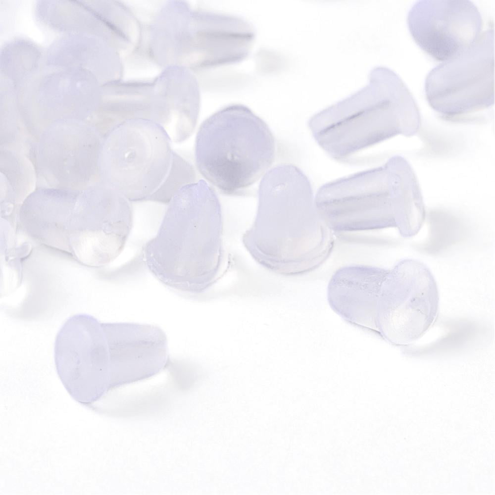 Plastic Ear Nuts Earring Backs Clear 6x5x4mm Hole: 0.5mm about 9000pcs/bag
