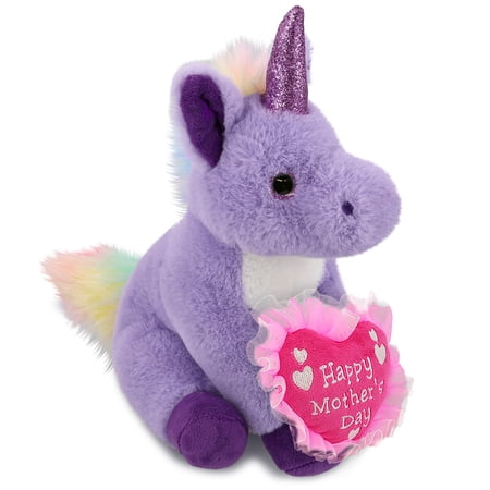 DolliBu Happy Mother s Day Super Soft Plush Purple Unicorn - Cute Stuffed Animal Present with Pink Heart Message for Best Mommy Grandma Wife Daughter - Cute Fantasy Life Plush Toy Gift - 9 Inches