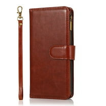 Samsung Galaxy S20 FE Case, Dteck Zipper Purse PU Leather Folio Magnetic Wallet Credit Card Slot Shock Protection Phone Cover with Hand Strap for Samsung Galaxy S20 FE 5G, Brown